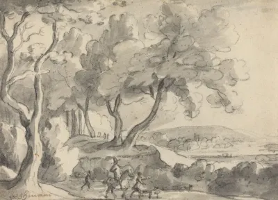 Horseman And Attendants At The Edge Of A Wood