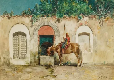 Horseman At A Fountain