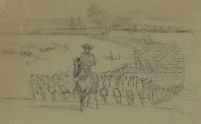 Horseman At The Head Of A Column Of Infantry