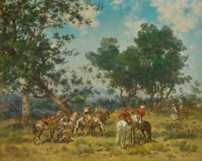 Horsemen Breaking Camp