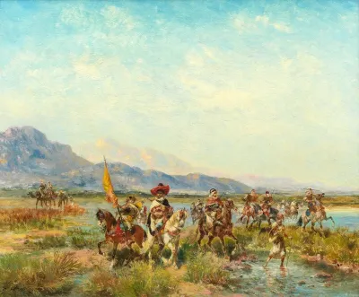 Horsemen Fording A River