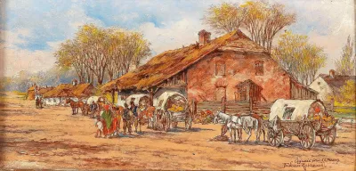 Horses And Carts In A Polish Village