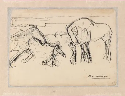 Horses And Figures In A Landscape