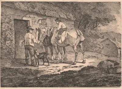 Horses At Cottages Door