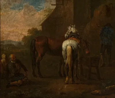 Horses In Front Of A Tavern