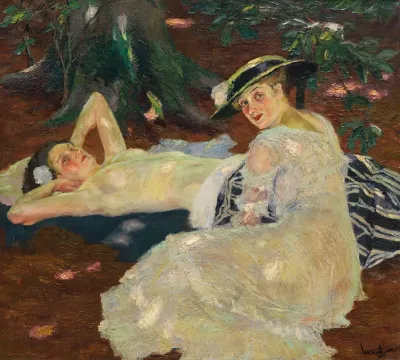 Hot Day Two Ladies Beneath The Trees
