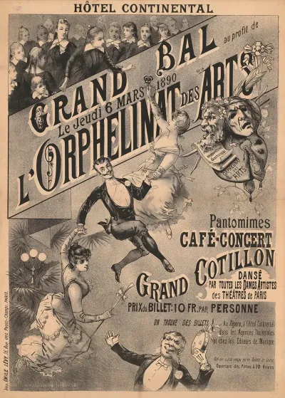 Hotel Continental Grand Bal Au Profit De Lorphelinat Des Arts Le Jeudi 6 Mars 1890