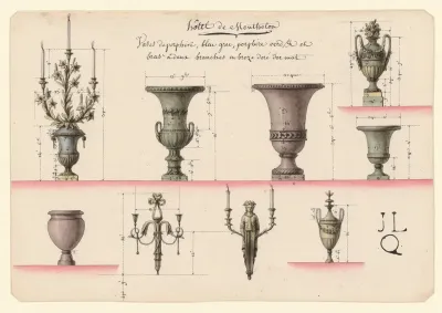 Hotel De Montholon Vases De Porphire Bleu Grec Porphire Verd Et Bras A Deux Branches En Broze Dore Dor Mat