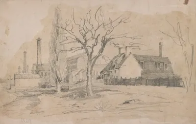 House And Factories As Seen On The Edge Of A Community