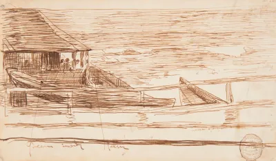 House At A Railing With Beached Dories