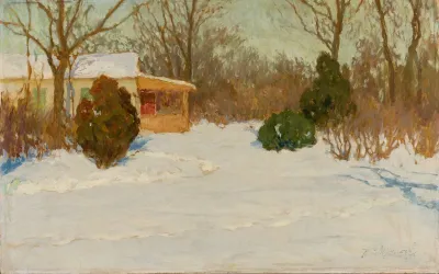 House In A Park In Winter