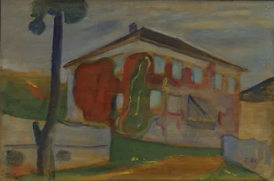 House With Red Virginia Creeper