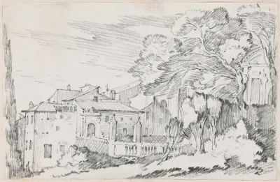 Houses And A Garden On A Hillside In Italy