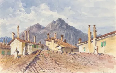 Housetops And Mountains