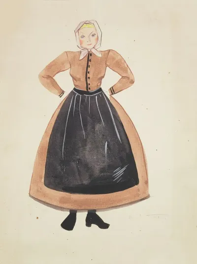 Hraun Farm Brown Dress Black Apron And White Kerchief