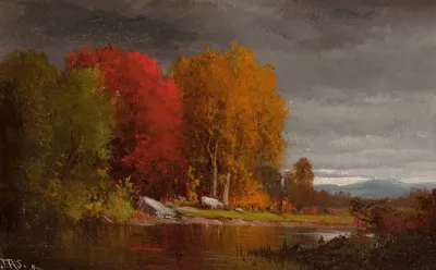 Hudson River Landscape In Autumn