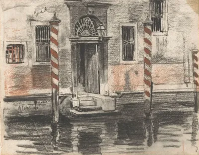 Huis Aan De Canale Grande Te Venetie Met Kleurnotities