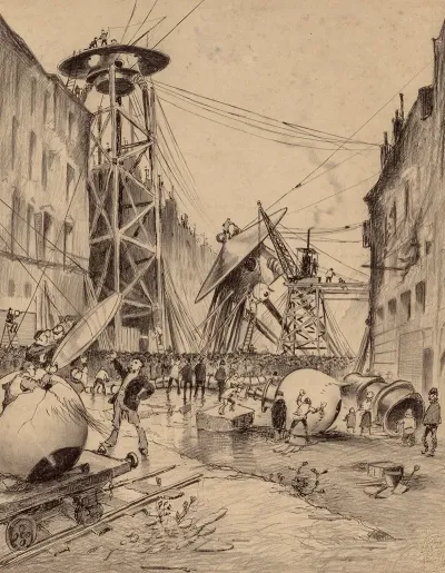 Humans Dissecting Martian War Machines