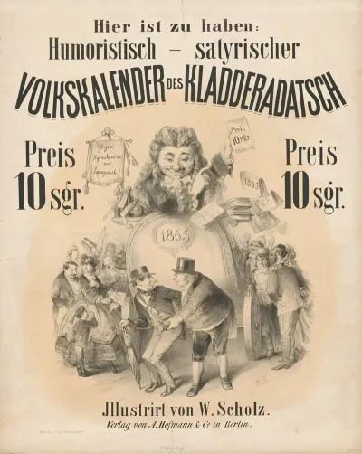 Humoristisch Satirischer Volks Kalender Des Kladderadatsch 1865