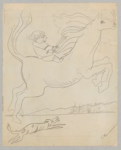 Humorous Drawing For Nephew Alik I With A Horse