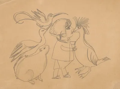 Humorous Drawing For Nephew Alik Ii With A Birdie