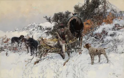 Hunter On A Horse Drawn Cart