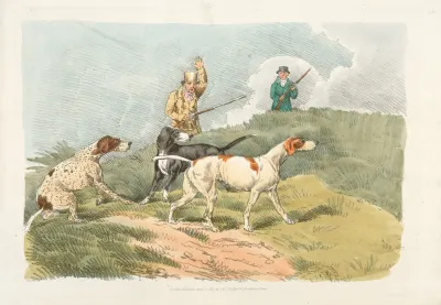 Hunting Scene Dogs Ready To Hounddown