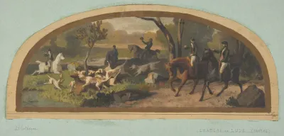 Hunting Scene Mural Design For A Lunette In The Library Of The Chateau De Lude Sarthe