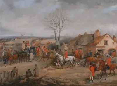 Hunting Scene The Meet