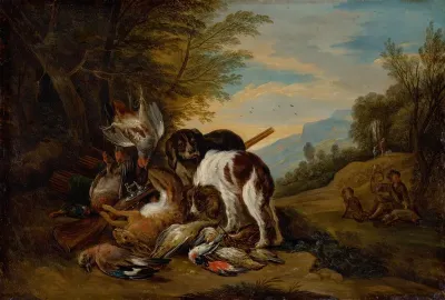 Hunting Still Life In A Landscape