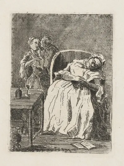 Husband Kisses Maid As Wife Sleeps In Chair