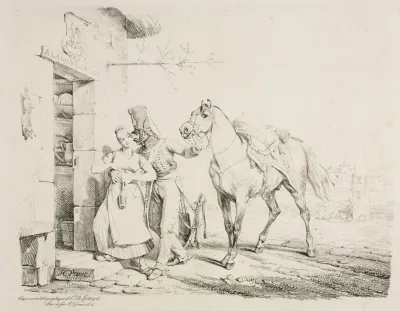 Hussar At The Door Of A Cabaret Or Hussar Embracing A Servant