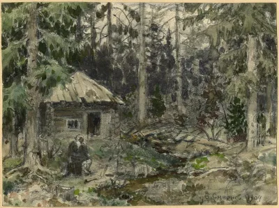 Hut In The Krasnoyarsk Taiga During A Stay By The Artist