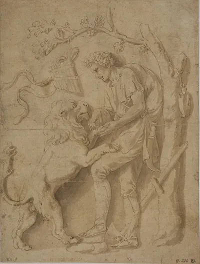 Hyrde Fjerner En Torn Fra En Loves Pote Studie Til En Af Stucco Reliefferne I Giardino Della Grotta Palazzo Te Mantua