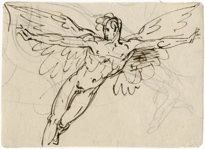 Icarus Gevleugelde Man Met Gespreide Armen