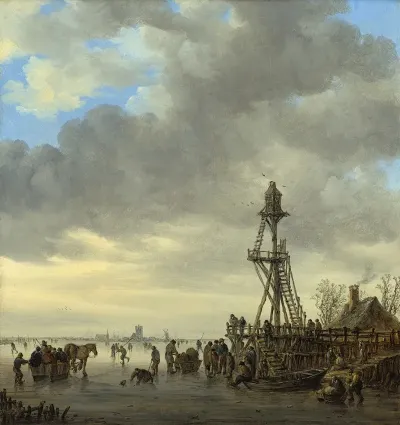 Ice Scene Near A Wooden Observation Tower
