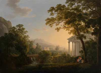 Ideale Landschaft Mit Tempelgebauden