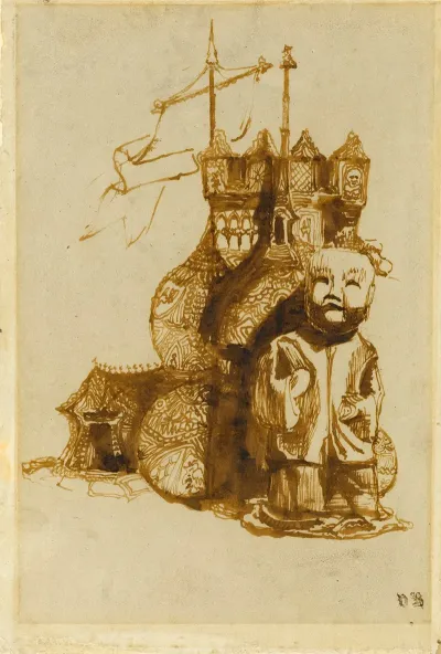 Idole Chinoise Devant Un Temple A Pavillons Bulbeux1837