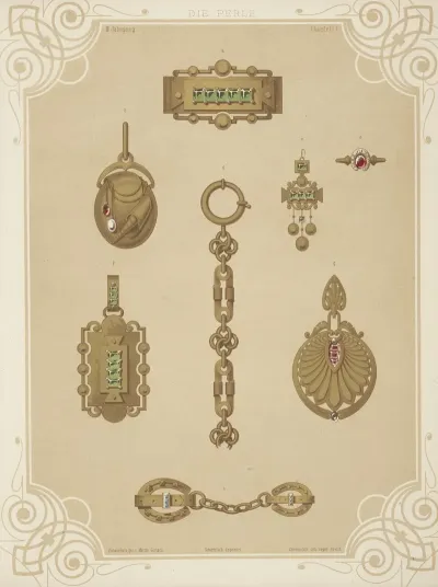 Ii Jahrgang Liefr I 1 Eight Designs For Jewelry Including Large Gold Chain