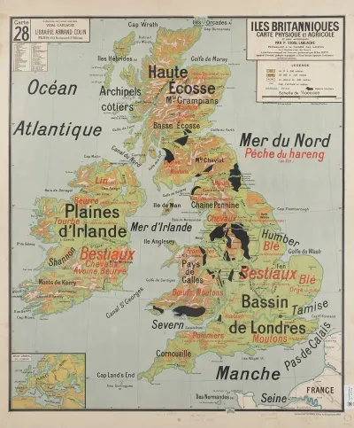 Iles Britanniques Carte Physique Et Agricole