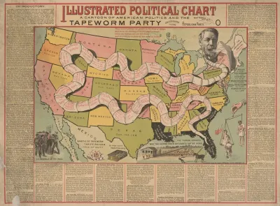 Illustrated Political Chart A Cartoon Of American Politics And The Tapeworm Party