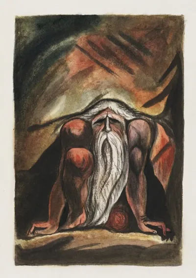 Illustration Of A Bearded Man Crouching