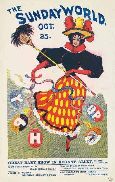 Illustration Of A Woman In A Colorful Dress And Hat Dancing Among Footballs