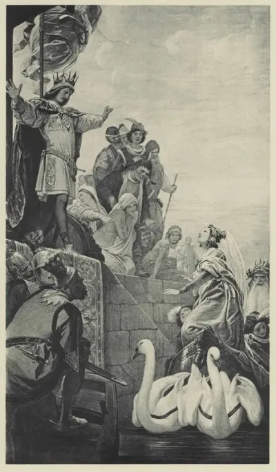 Illustration Zu Dem Mahrchen Vom Rhein Und Dem Muller Radlauf