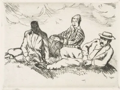 Im Freien Robert Walser Mit Frau Und Einem Bekannten
