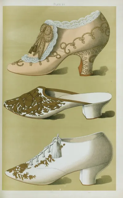 Imperial Shoe With Lace Gold Embroidery Beadwork And Knot Of Gold Lace And Tassels