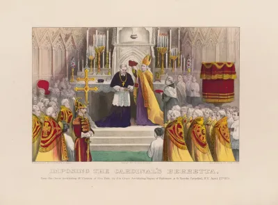 Imposing The Cardinals Berretta Upon His Grace Archbishop Mccloskey Of New York