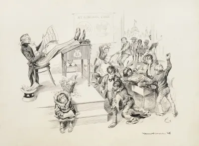 In A Classroom Uncle Sam Is The Teacher Ignoring The Students And Reading About Finance