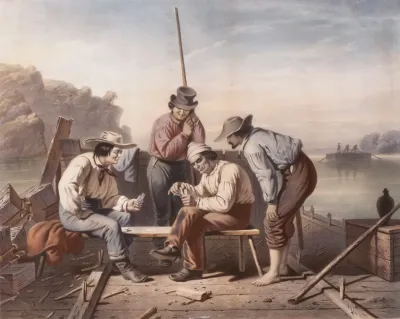 In A Quandry Mississippi Raftmen Playing Cards