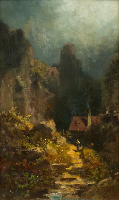 In Der Schlucht Haus Im Grund Mit Rauchendem Kamin